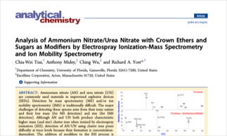 Analysis of Ammonium Nitrate/Urea Nitrate with Crown Ethers and Sugars as Modifiers by Electrospray Ionization-Mass Spectrometry and Ion Mobility Spectrometry image